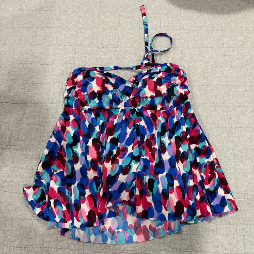INC International Concepts Tankini Top Strapless Removable Straps Multicolor Med